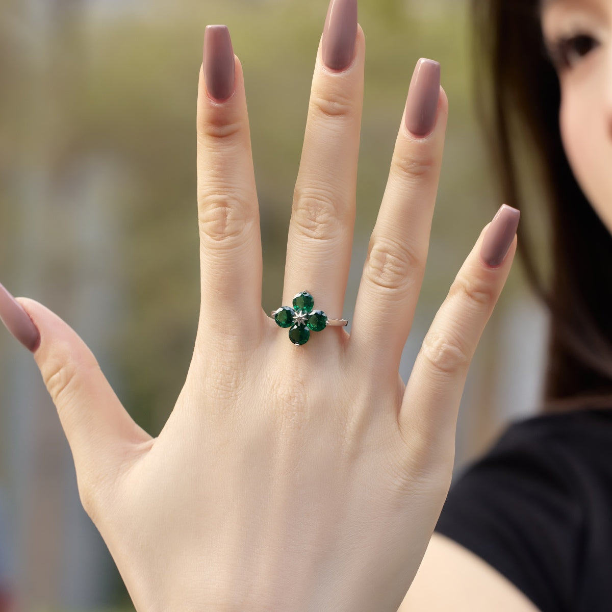 [Kincade Jewelrys]Four-Leaf Clover Eight-Pointed Star Ring