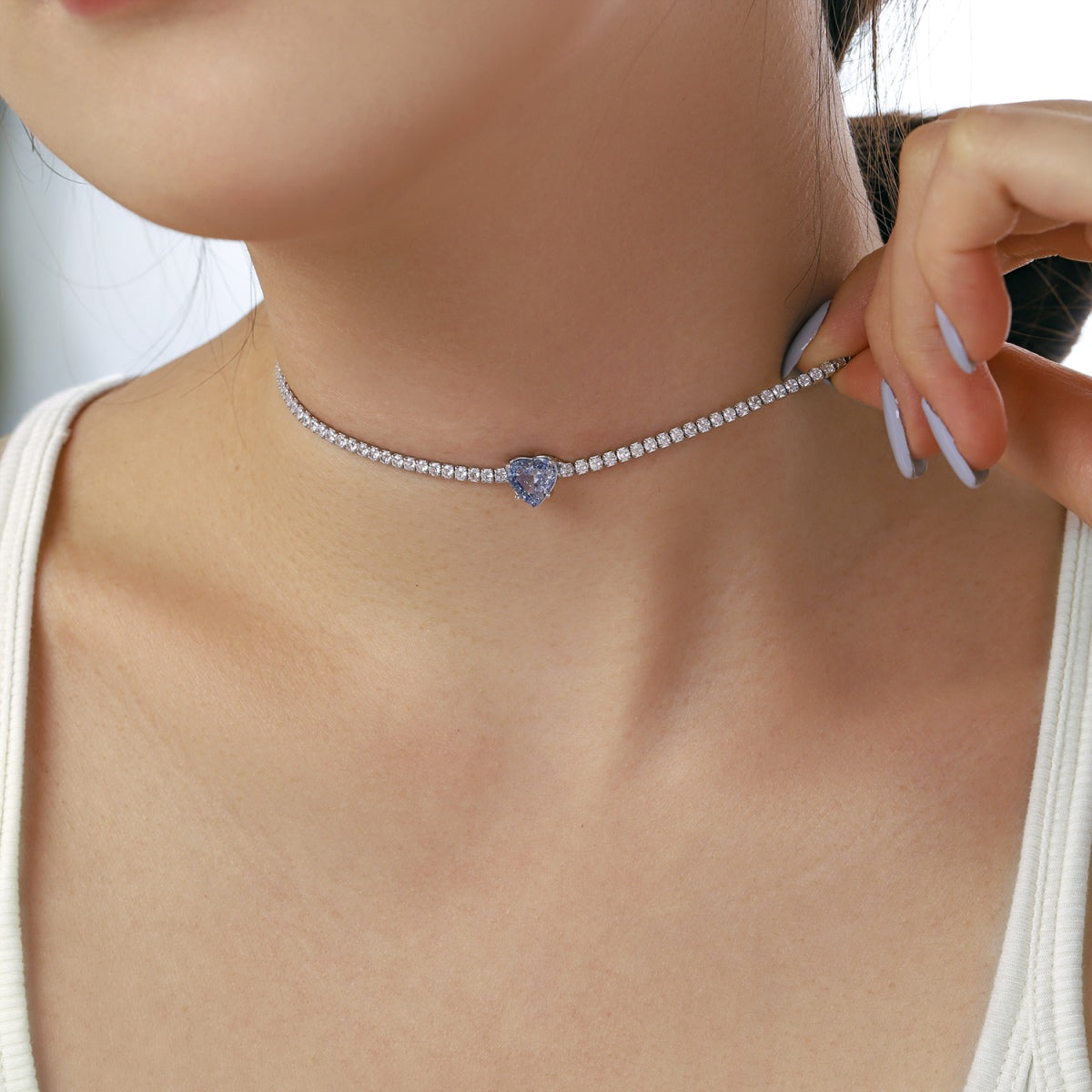 [Kincade Jewelery]2.0 Carat Sparkling Tennis Heart Cut Necklace