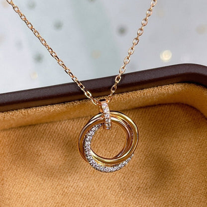 [Kincade Jewelery]TRINITY NECKLACE SILVER GOLD PINK GOLD DIAMONDS