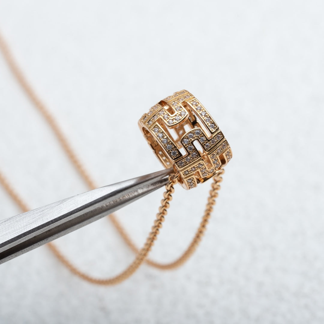 [Kincade Jewelery]PARENTESI NECKLACE PINK GOLD DIAMOND