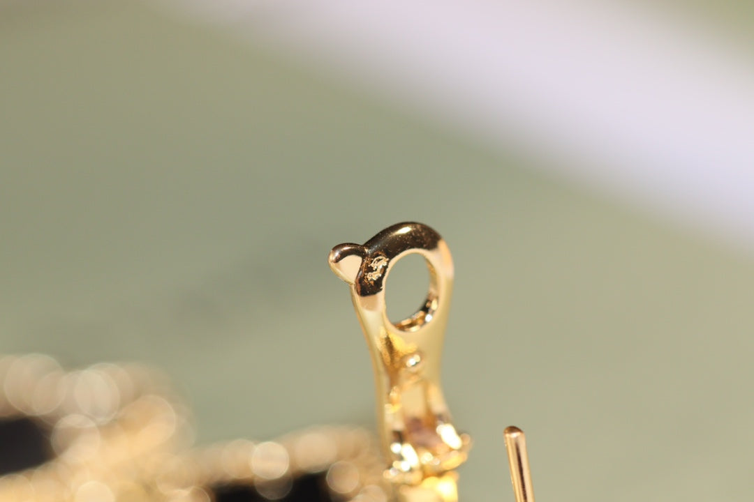 [Kincade Jewelery]Kincade EARRINGS GOLD ONYX MOP 3 MOTIF