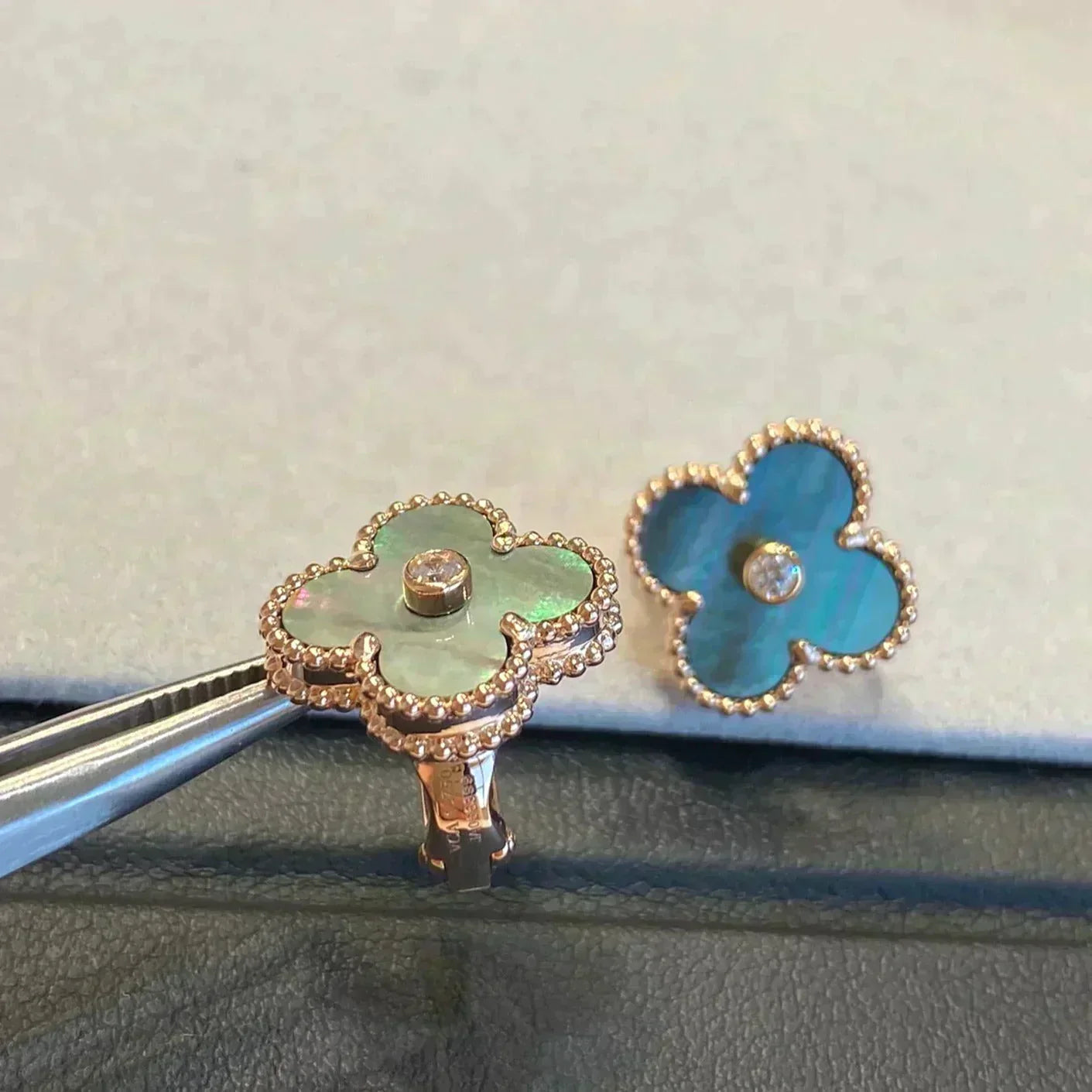 [Kincade Jewelery]Kincade MEDIUM 1 MOTIFS GRAY MOP  DIAMOND EARRINGS