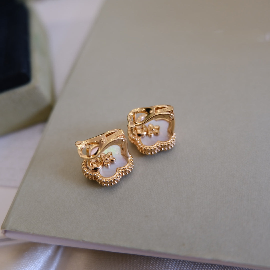 [Kincade Jewelery]LUCKY PINK GOLD WHITE MOP EARRINGS