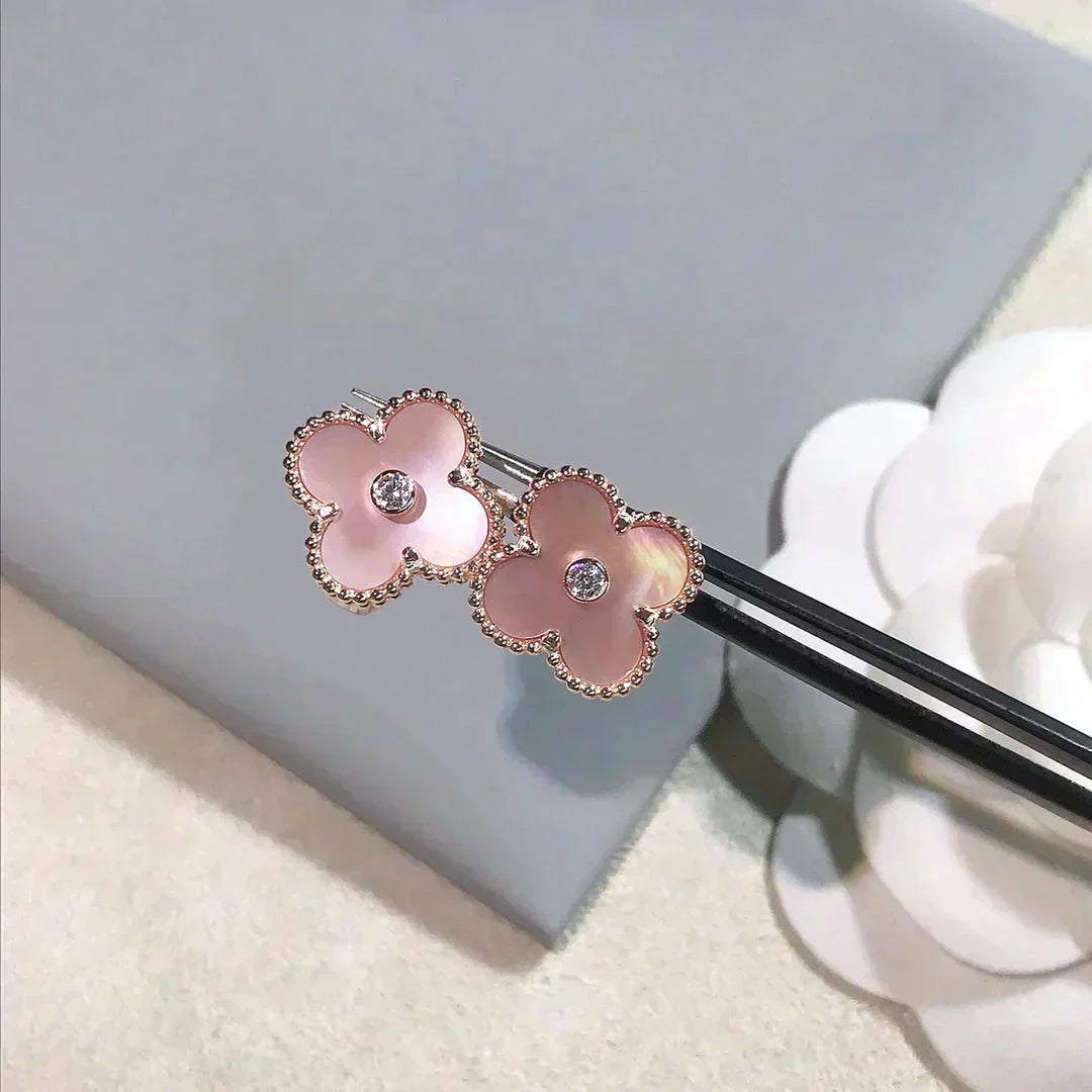 [Kincade Jewelery]Kincade MEDIUM 1 MOTIFS  PINK MOP DIAMOND EARRINGS