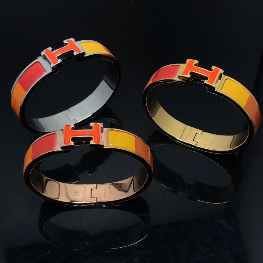 [Kincade Jewelery]H BRACELET ORANGE RAINBOW CERAMIC