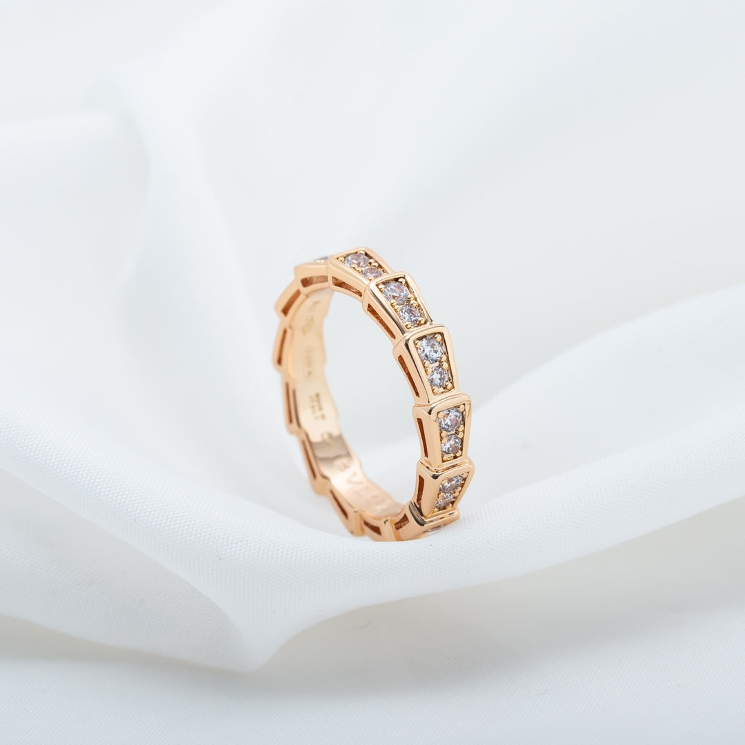 [Kincade Jewelery]SERPENTI RING PINK GOLD DIAMOND PAVED 3MM