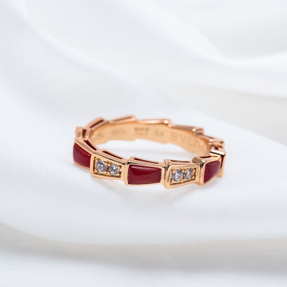 [Kincade Jewelery]SERPENTI RING PINK GOLD CARNELIAN DIAMOND 3MM