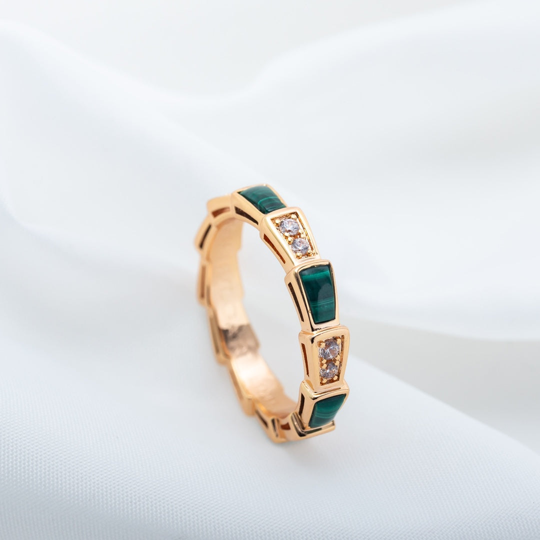 [Kincade Jewelery]SERPENTI RING PINK GOLD MALACHITE DIAMOND 3MM