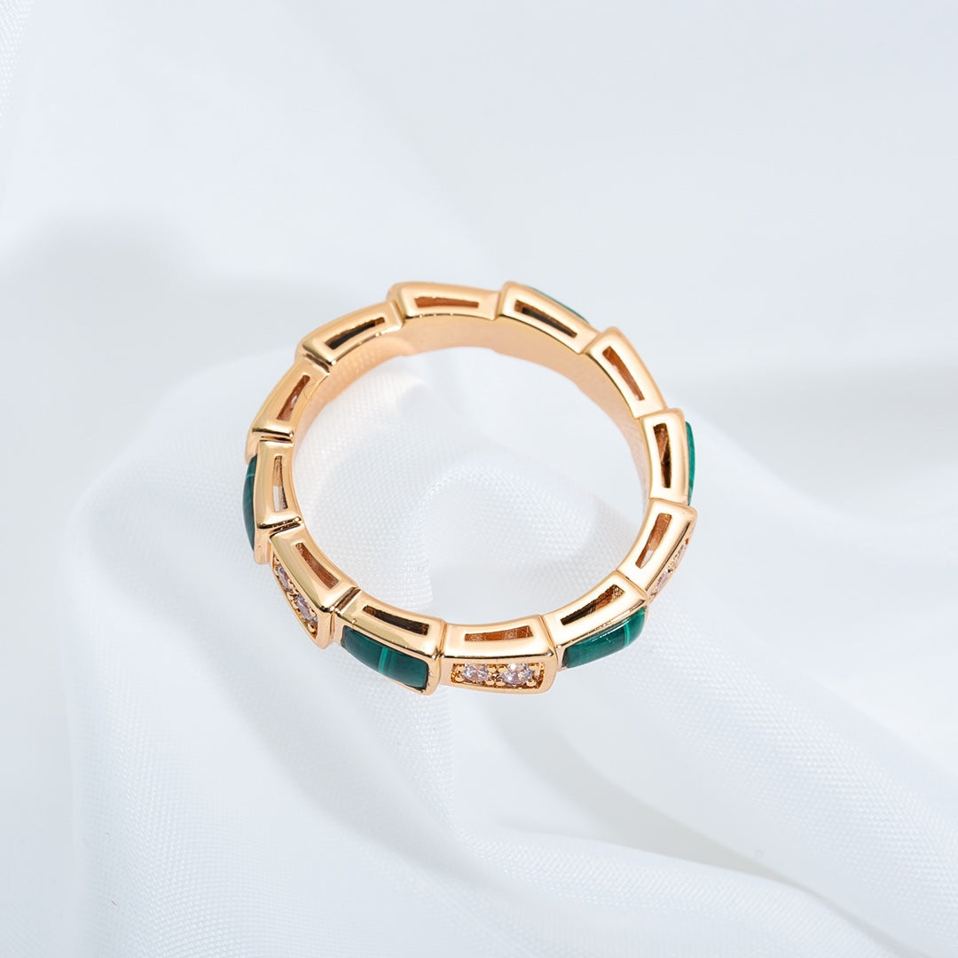 [Kincade Jewelery]SERPENTI RING PINK GOLD MALACHITE DIAMOND 3MM