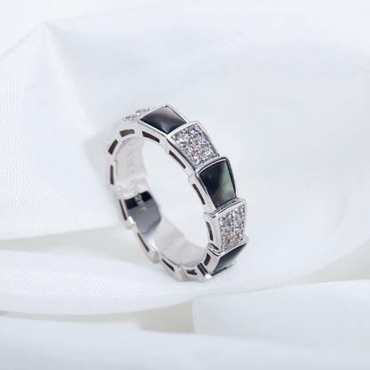 [Kincade Jewelery]SERPENTI RING SILVER DIAMOND BLACK MOP 4MM