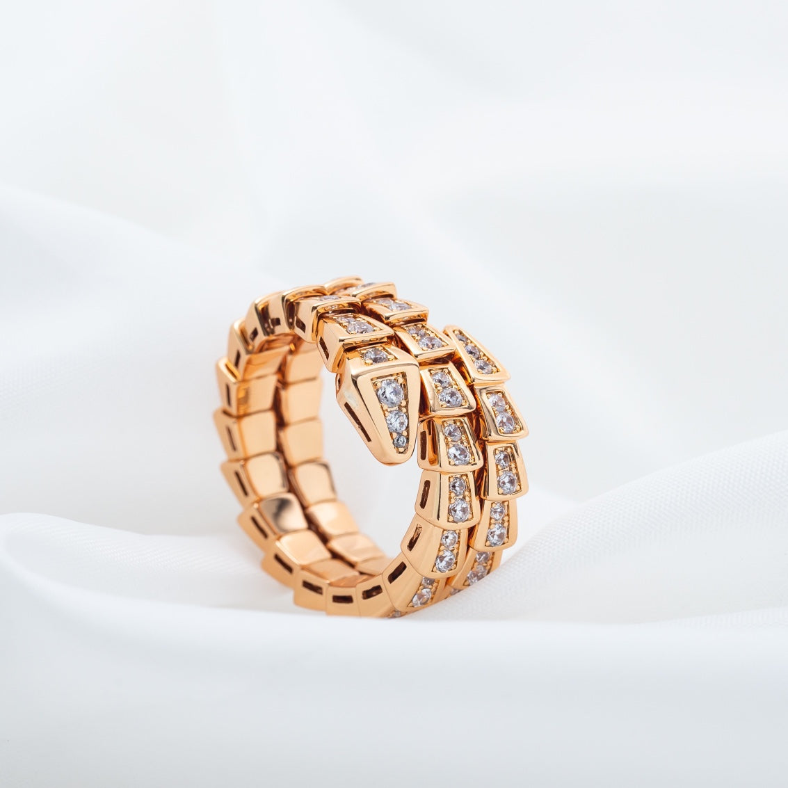 [Kincade Jewelery]SERPENTI RING PINK GOLD DIAMOND DOUBLE ROW