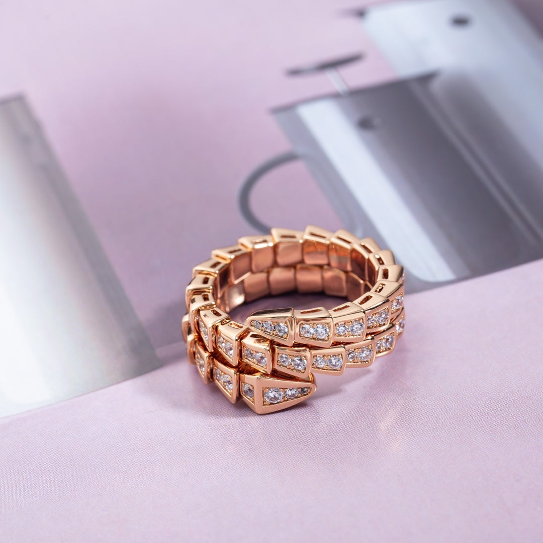 [Kincade Jewelery]SERPENTI RING PINK GOLD DIAMOND DOUBLE ROW