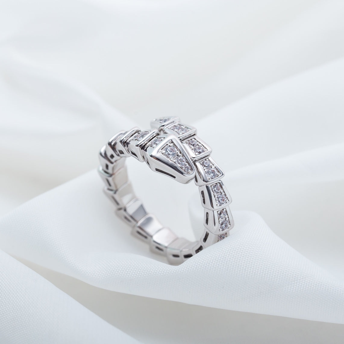 [Kincade Jewelery]SERPENTI RING SILVER DIAMOND PAVED 4MM