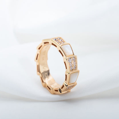 [Kincade Jewelery]SERPENTI RING PINK GOLD MOP DIAMOND PAVED 4MM