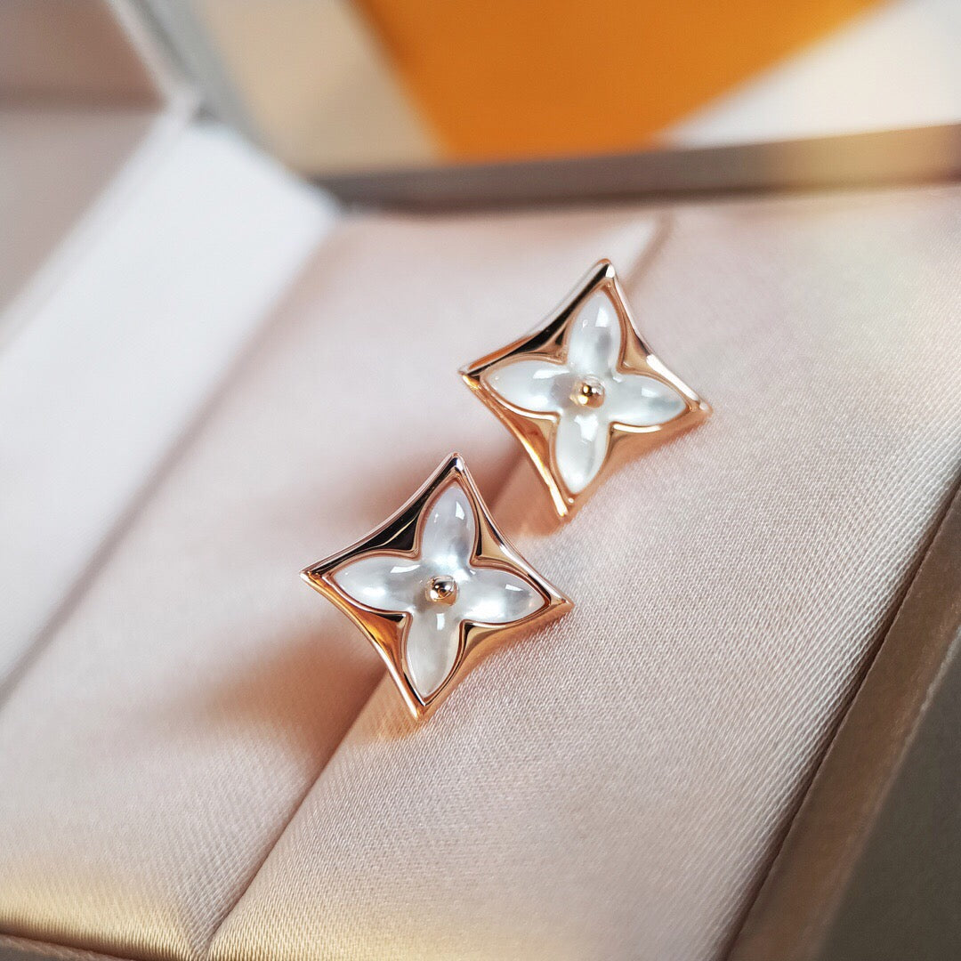 [Kincade Jewelery]STAR MOP PINK GOLD EARRINGS