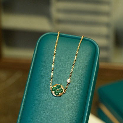 [Kincade Jewelery]SUN MALACHITE 1 DIAMOND PINK GOLD BRACELET