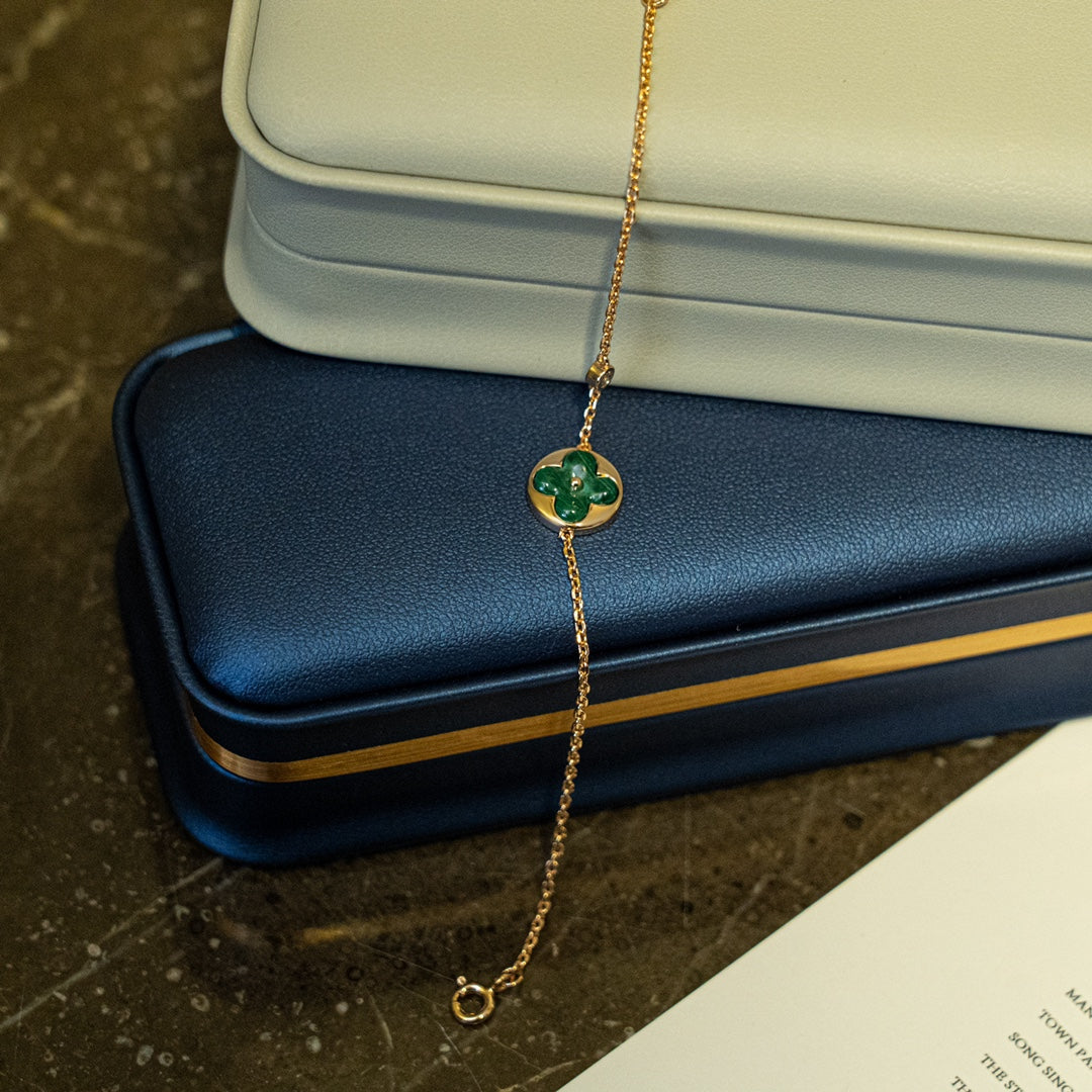 [Kincade Jewelery]SUN MALACHITE 1 DIAMOND PINK GOLD BRACELET