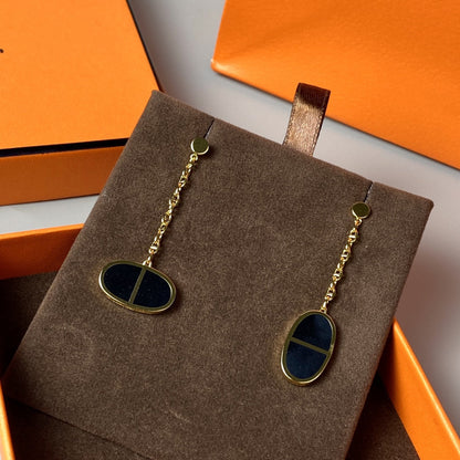 [Kincade Jewelery]CHAINE VERSO BLACK CERAMIC EARRINGS