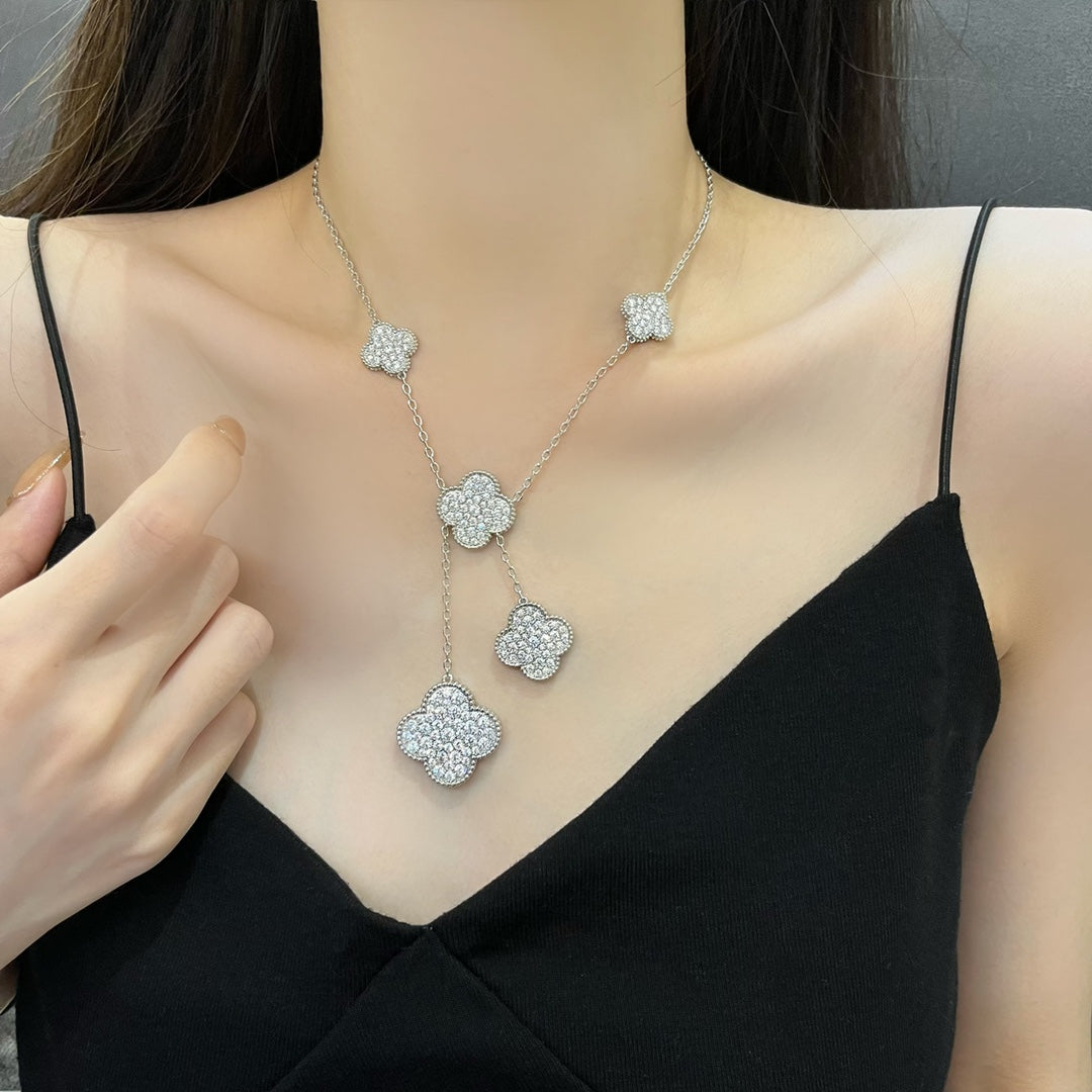 [Kincade Jewelery]Kincade 5 MOTIFS SILVER DIAMONDS NECKLACE