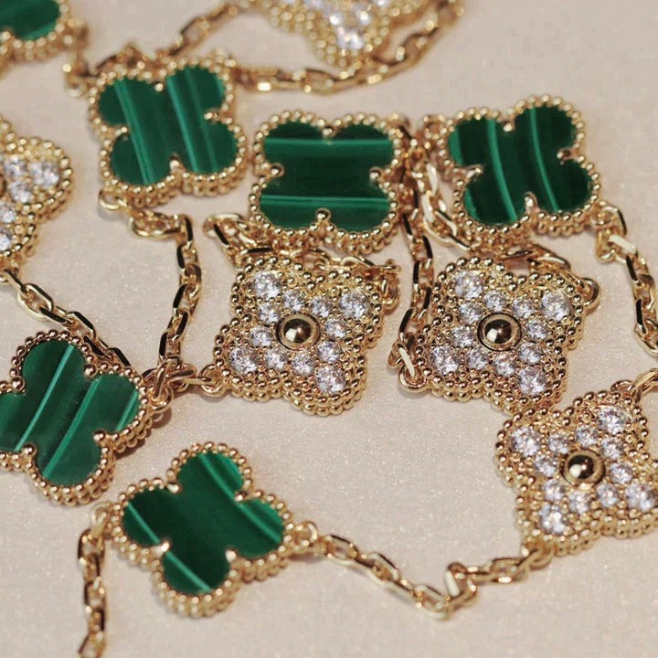 [Kincade Jewelery]Kincade 20 MOTIFS MALACHITE DIAMOND NECKLACE