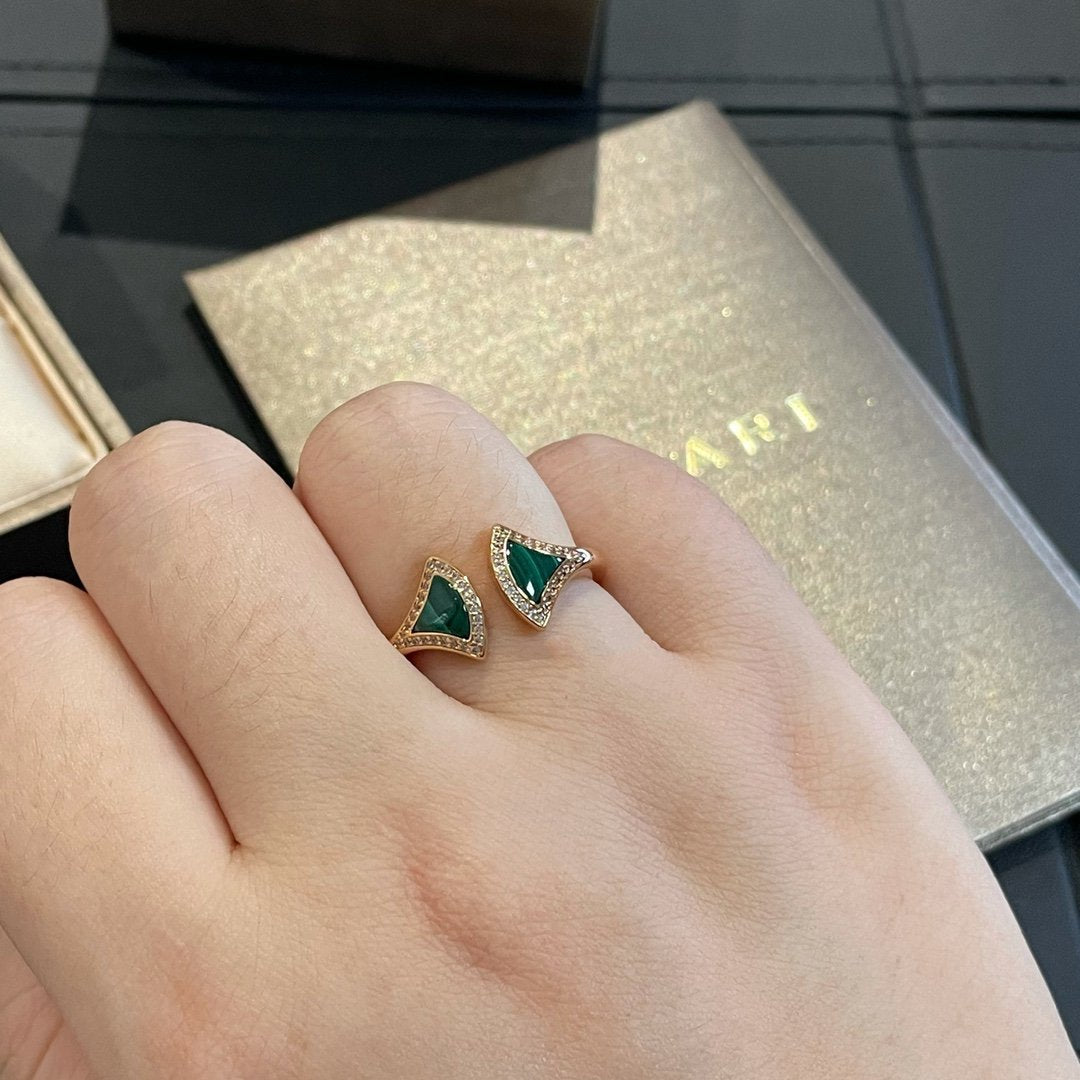 [Kincade Jewelery]DREAM MALACHITE DIAMOND OPEN RING