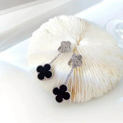 [Kincade Jewelery]Kincade 2 MOTIFS  DIAMOND ONYX EARRINGS SILVER