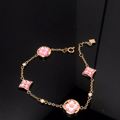[Kincade Jewelery]STAR AND SUN 4 MOTIF PINK MOP PINK GOLD BRACELET