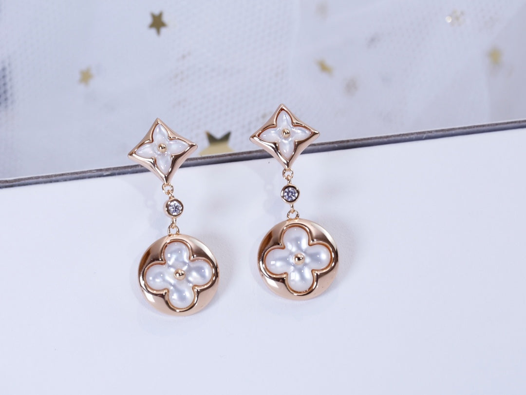 [Kincade Jewelery]STAR AND SUN PINK GOLD MOP DROP EARRINGS