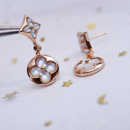 [Kincade Jewelery]STAR AND SUN PINK GOLD MOP DROP EARRINGS