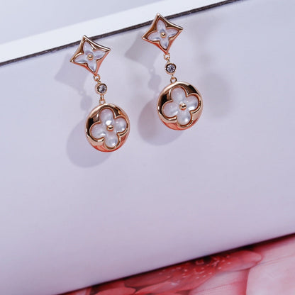 [Kincade Jewelery]STAR AND SUN PINK GOLD MOP DROP EARRINGS