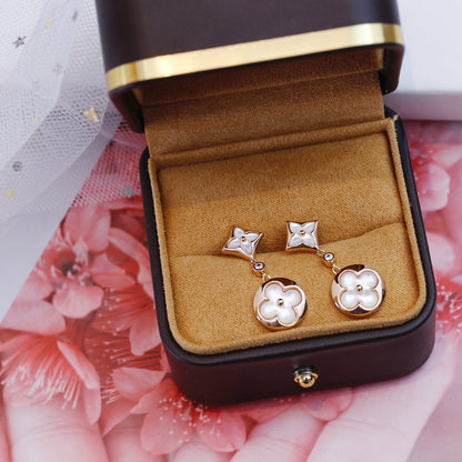 [Kincade Jewelery]STAR AND SUN PINK GOLD MOP DROP EARRINGS