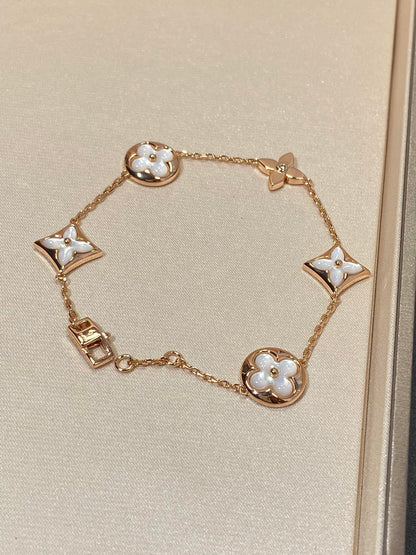 [Kincade Jewelery]STAR AND SUN 5 MOTIF MOP PINK GOLD BRACELET