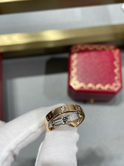 [Kincade Jewelery]LOVE PINK GOLD SILVER DIAMOND DOUBLE RING