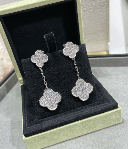 [Kincade Jewelery]Kincade 2 MOTIFS DIAMOND PAVED SILVER EARRINGS