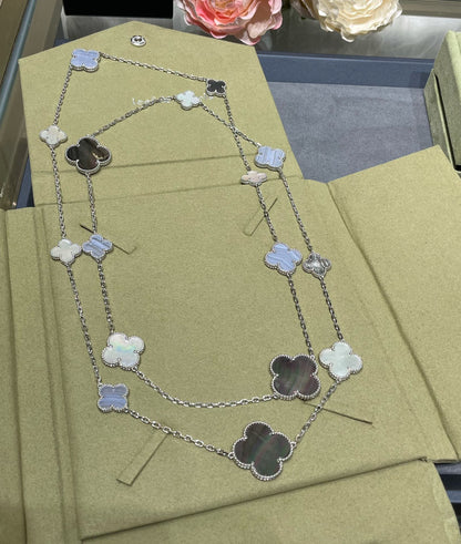 [Kincade Jewelery]Kincade 16 MOTIF CHALCEDONY MOP SILVER NECKLACE