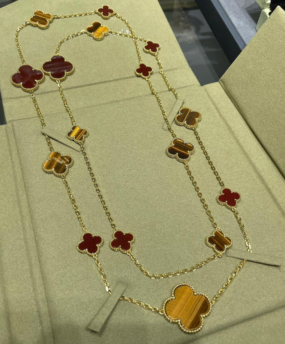 [Kincade Jewelery]Kincade 16 MOTIF CARNELIAN TIGER EYE ROSE GOLD NECKLACE