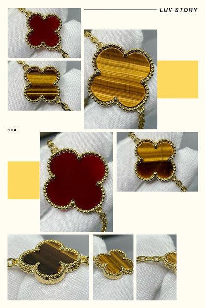 [Kincade Jewelery]Kincade 16 MOTIF CARNELIAN TIGER EYE ROSE GOLD NECKLACE