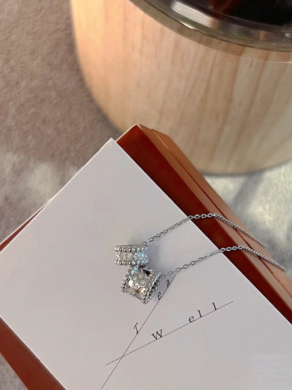 [Kincade Jewelery]PERLEE DOUBLE PENDANT SILVER DIAMOND NECKLACE