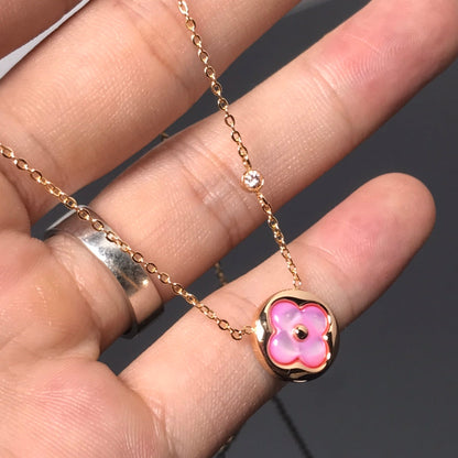 [Kincade Jewelery]COLOR BLOSSOM PINK MOP SUN GOLD NECKLACE
