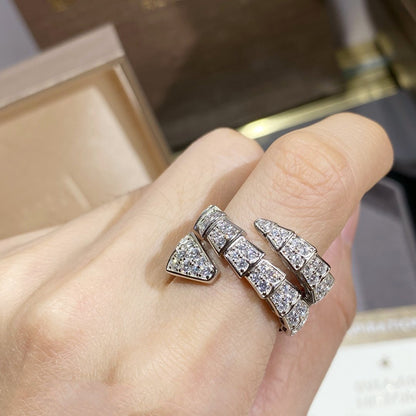 [Kincade Jewelery]SERPENTI DOUBLE RING SILVER DIAMOND PAVED