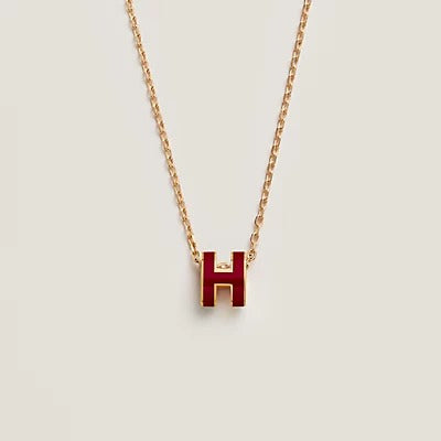 [Kincade Jewelery]HM CLIC RED ENAMEL GOLD NECKLACE