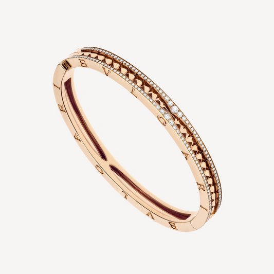 [Kincade Jewelery]ZERO 1 SPIRAL AND PAVED DIAMOND PINK GOLD BRACELET