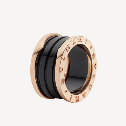 [Kincade Jewelery]ZERO 1 FOUR-BAND LOOPS AND BLACK CERAMIC SPIRAL PINK GOLD RING