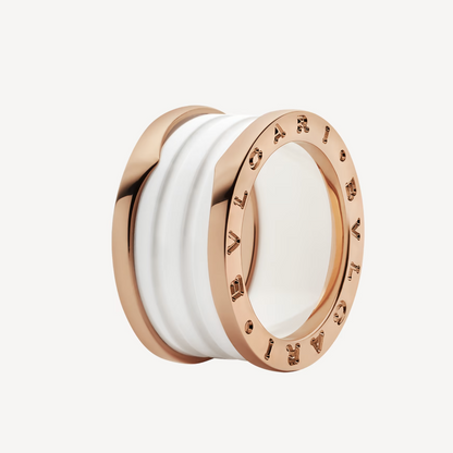 [Kincade Jewelery]ZERO 1 FOUR-BAND LOOPS AND WHITE CERAMIC SPIRAL PINK GOLD RING