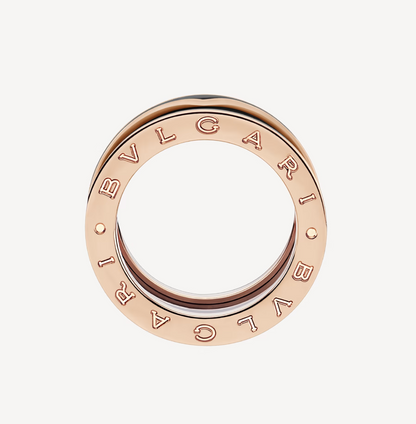 [Kincade Jewelery]ZERO 1 TWO-BAND WITH MATTE BLACK CERAMIC PINK GOLD RING