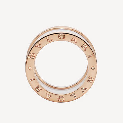 [Kincade Jewelery]ZERO 1 FOUR-BAND LOOPS AND WHITE CERAMIC SPIRAL PINK GOLD RING
