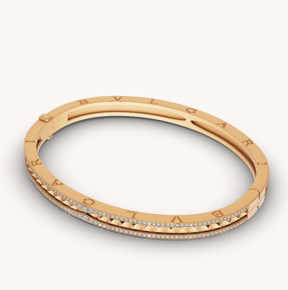 [Kincade Jewelery]ZERO 1 SPIRAL AND PAVED DIAMOND GOLD BRACELET