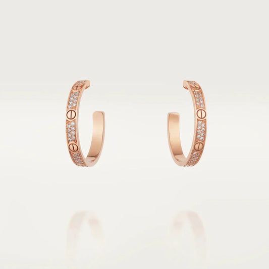 [Kincade Jewelery]LOVE DIAMOND PINK GOLD HOOP EARRINGS