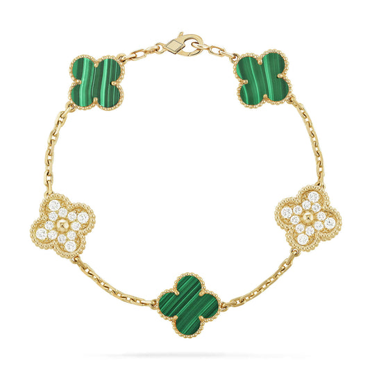 [Kincade Jewelery]Kincade  5 MOTIF MALACHITE DIAMOND BRACELET