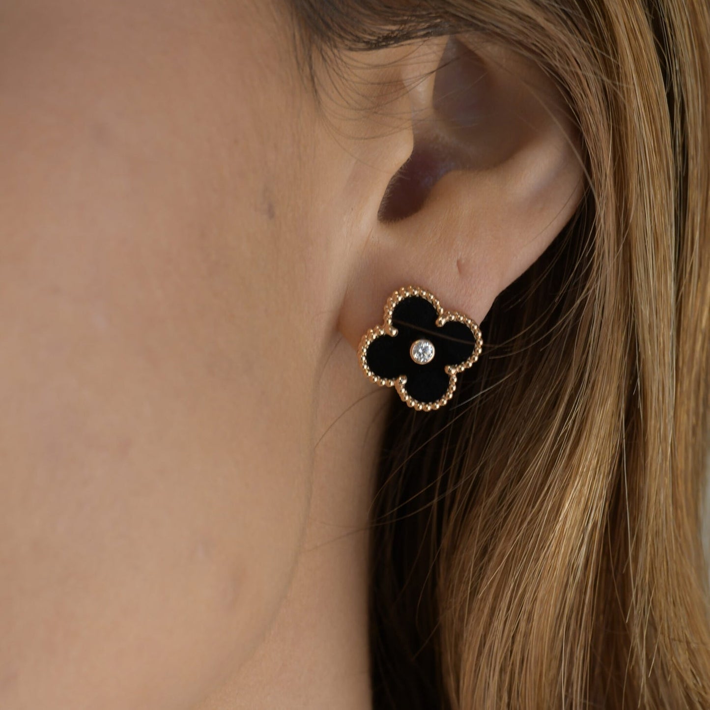 [Kincade Jewelery]Kincade MEDIUM 1 MOTIFS ONYX DIAMOND EARRINGS